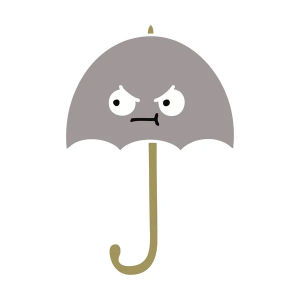 Flachfarbige Retro Karikatur Eines Regenschirms — Stockvektor