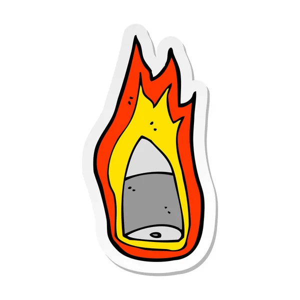 Sticker of a cartoon flaming bullet — Stock Vector