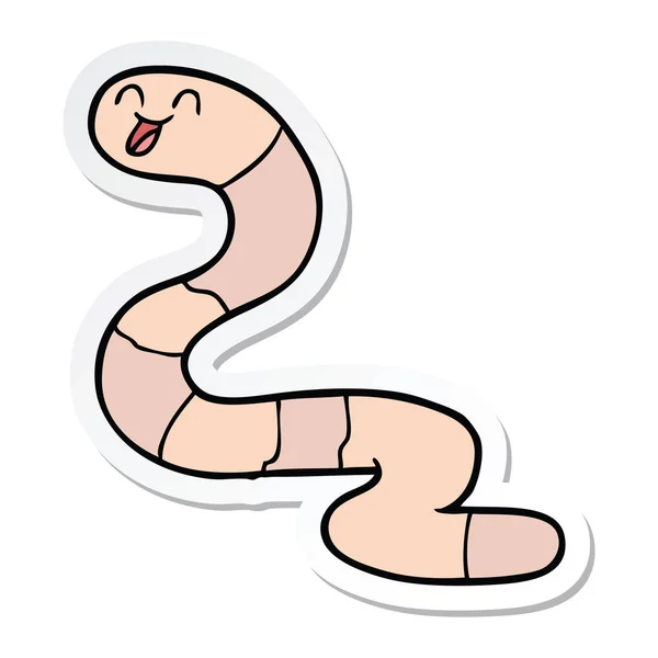 Sticker van een cartoon worm — Stockvector