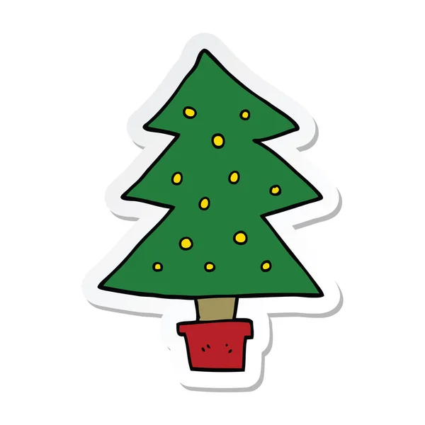 Adesivo Albero Natale Cartone Animato — Vettoriale Stock