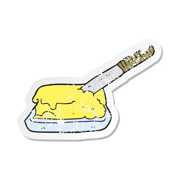 Retro Aufkleber Einer Cartoon Butter — Stockvektor