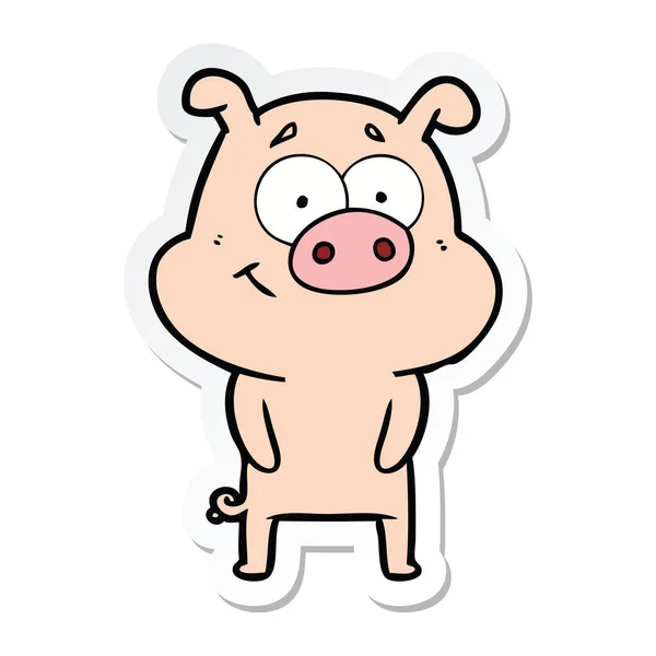 행복 한 만화 돼지의 스티커 — 스톡 벡터