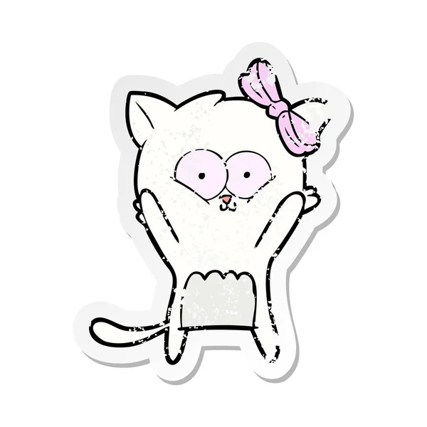 Distressed Sticker Cartoon Cat — Stock Vector