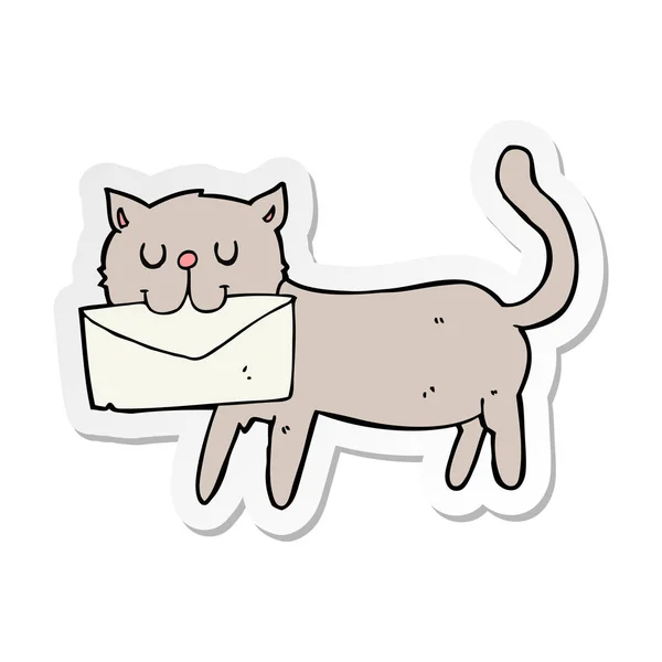 Aufkleber Einer Cartoon Katze Mit Buchstaben — Stockvektor