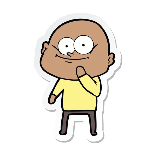 Sticker Cartoon Bald Man Staring — Stock Vector