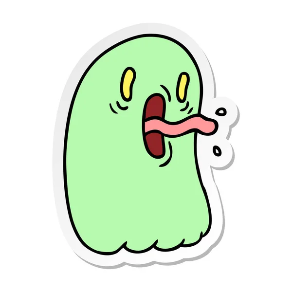 Sticker cartoon of kawaii scary ghost — Stock Vector