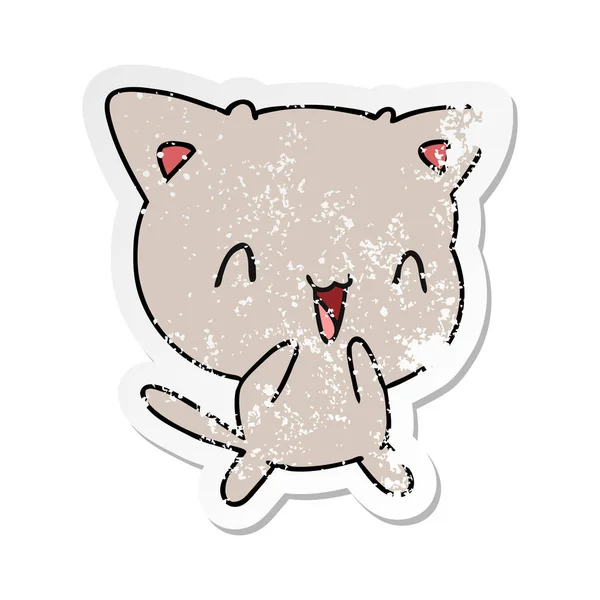 Aufkleber Karikatur der niedlichen Kawaii-Katze — Stockvektor