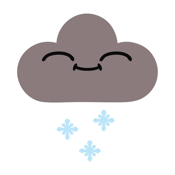 Επίπεδη Χρώμα Ρετρό Γελοιογραφία Της Ένα Σύννεφο Ευτυχισμένη Χιόνι — Διανυσματικό Αρχείο