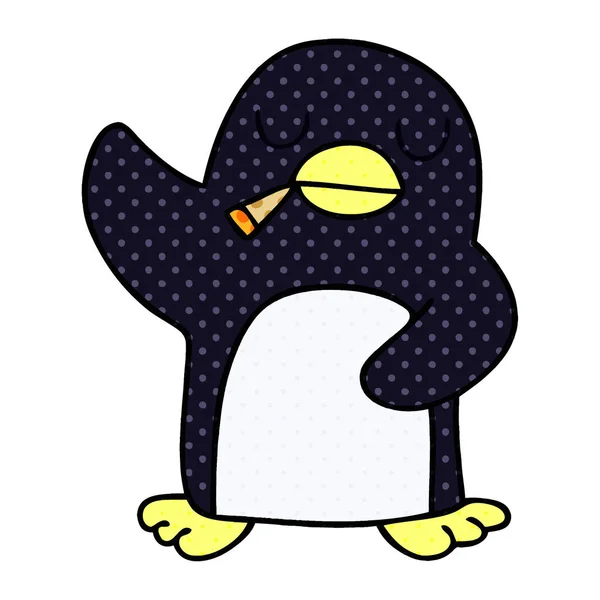 Причудливый пингвин в стиле комиксов — стоковый вектор