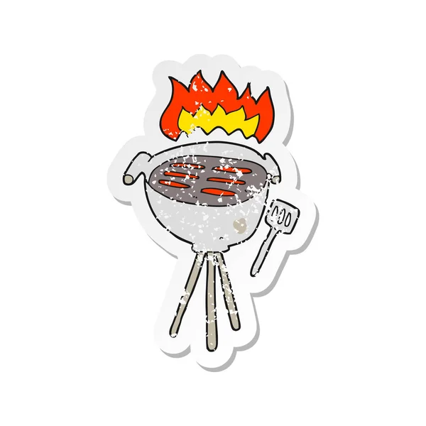 Retro Bajba Jutott Matrica Egy Rajzfilm Barbecue — Stock Vector