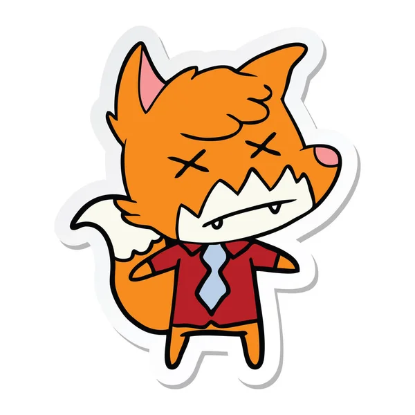 Sticker van een cartoon dode fox — Stockvector