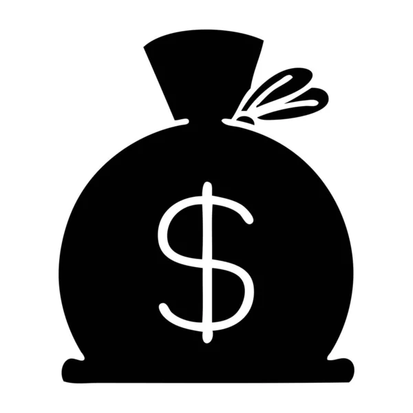 Bir Çanta Dolusu Para Düz Sembolü — Stok Vektör