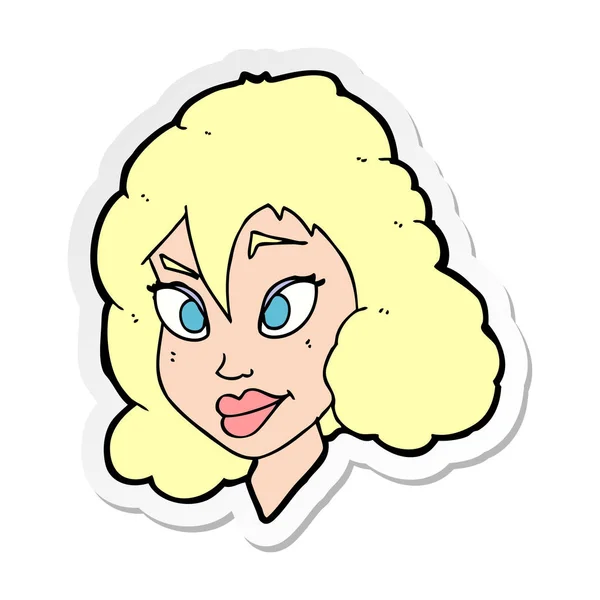 Sticker Van Een Mooie Vrouw Van Cartoon — Stockvector
