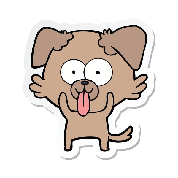 Etiqueta Cão Dos Desenhos Animados Com Língua Que Destaca —  Vetores de Stock