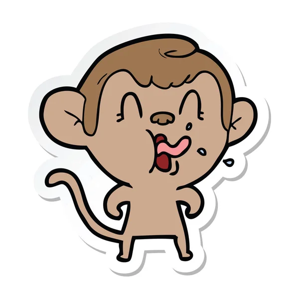 Sticker van een gek cartoon aap — Stockvector