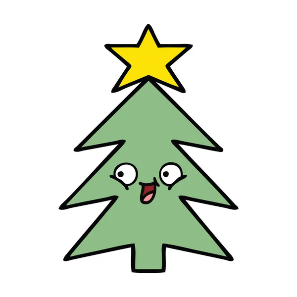Niedliche Karikatur Eines Weihnachtsbaums — Stockvektor