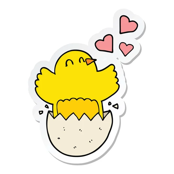 一个可爱的孵化小鸡卡通贴纸 — 图库矢量图片