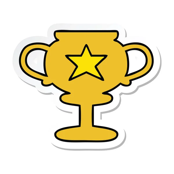 Sticker Cute Cartoon Gold Trophy — Stock Vector