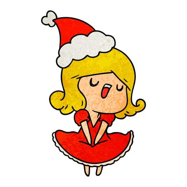 Navidad textura de dibujos animados de chica kawaii — Vector de stock