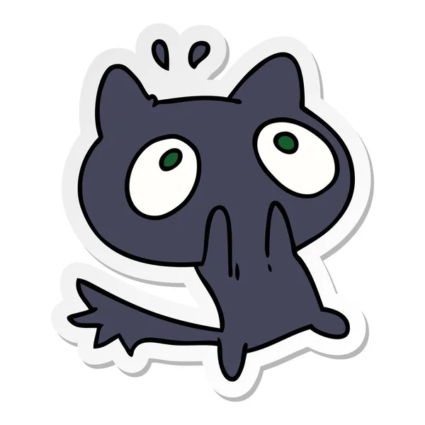 Sticker Cartoon Illustration Kawaii Shocked Cat — Stock Vector