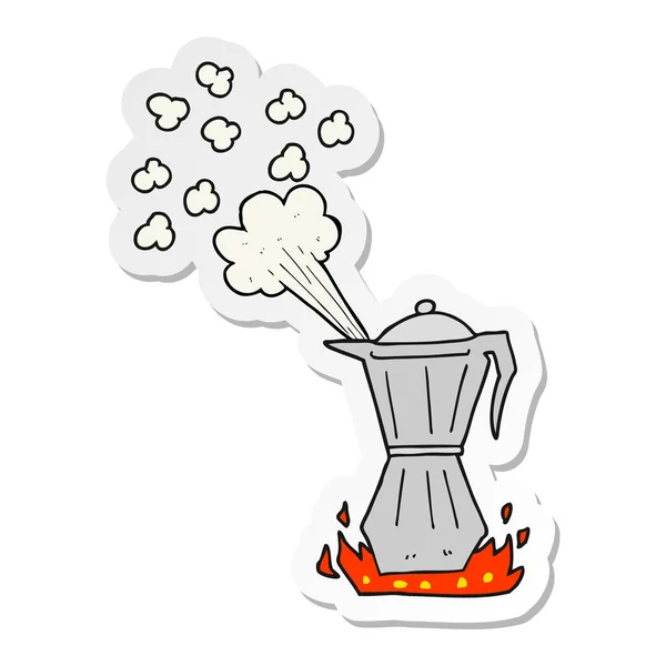 Etiqueta de um desenho animado stovetop máquina de café expresso — Vetor de Stock