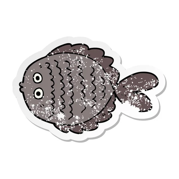 Adesivo Angosciato Pesce Piatto Cartone Animato — Vettoriale Stock