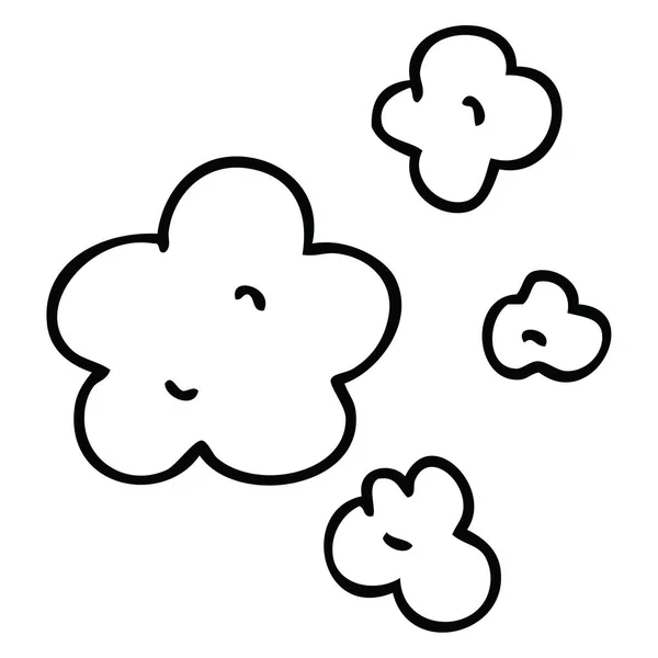 Dessin de ligne bizarre nuages de dessin animé — Image vectorielle