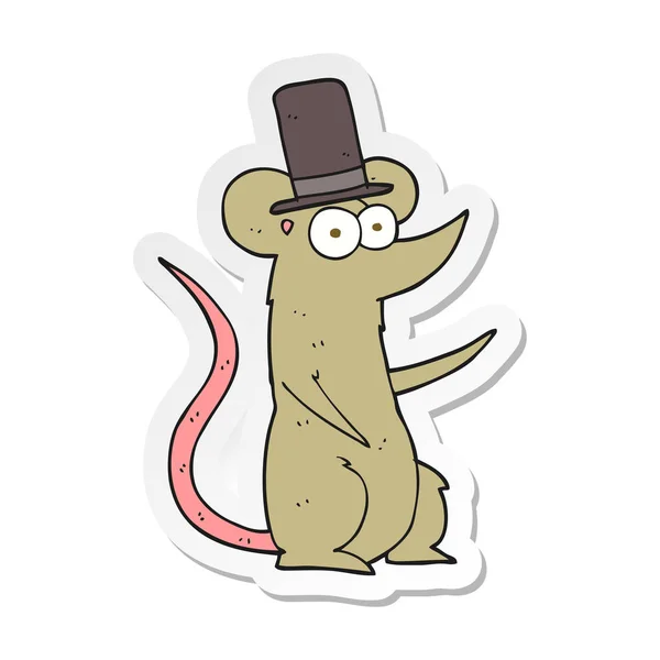 Etiqueta Rato Dos Desenhos Animados Que Usa Chapéu Superior — Vetor de Stock