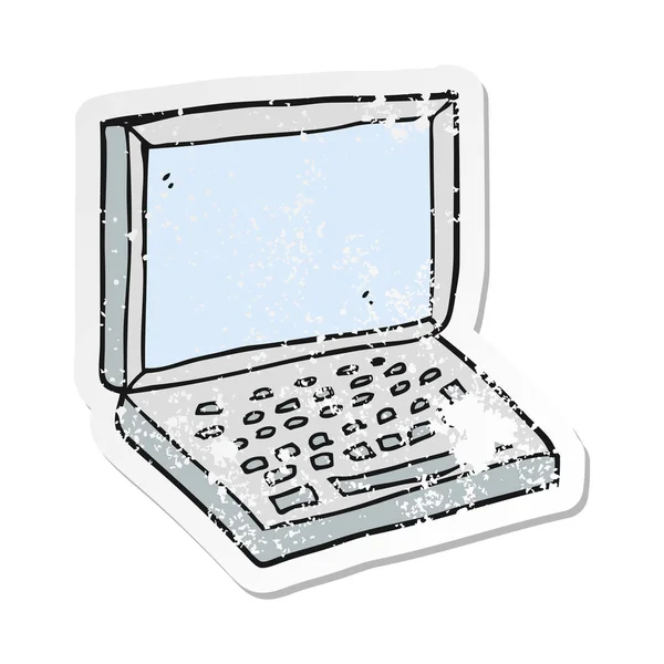 Retro Trudnej Sytuacji Naklejki Cartoon Komputera Typu Laptop — Wektor stockowy