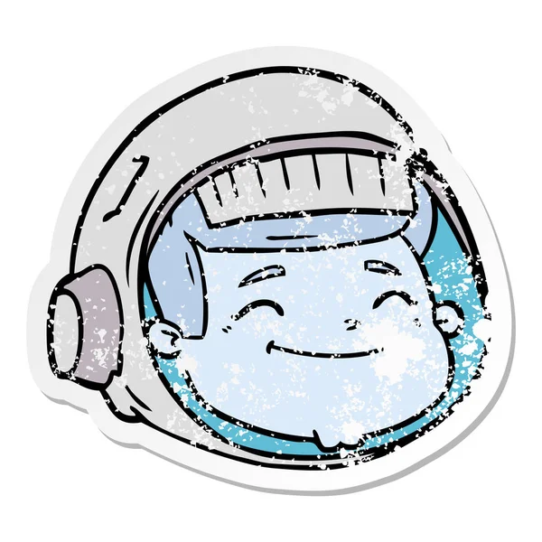 Calcomanía Angustiada Una Cara Astronauta Dibujos Animados — Vector de stock