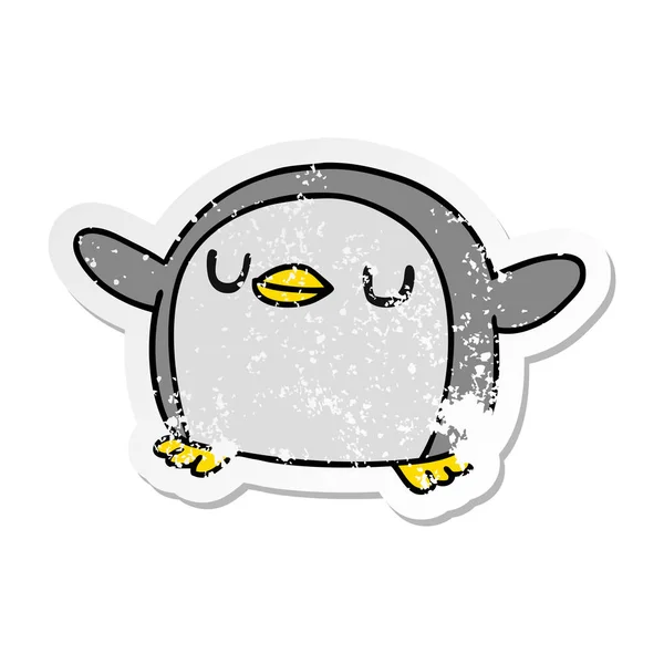 Мучительный наклейка мультфильм кавайи милого пингвина — стоковый вектор