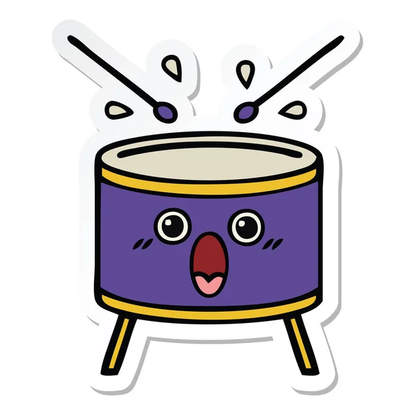 Sticker Cute Cartoon Drum — Stock Vector