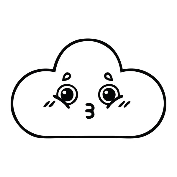 Linea Disegno Cartone Animato Una Nuvola Neve — Vettoriale Stock