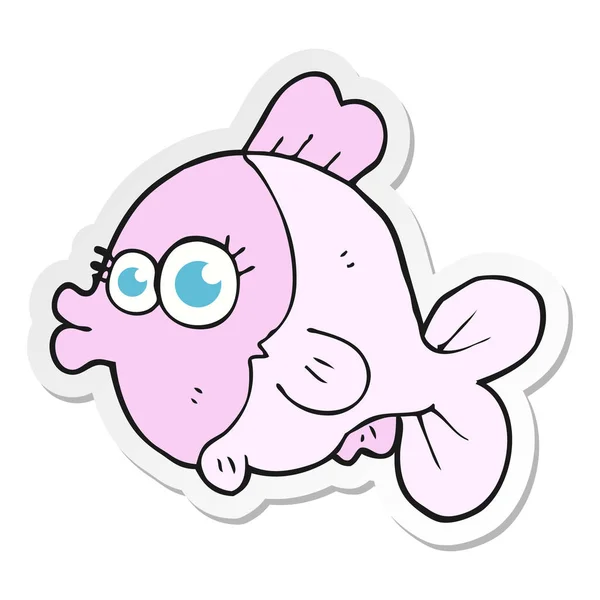 Sticker Funny Cartoon Fish Big Pretty Eyes — Stock Vector