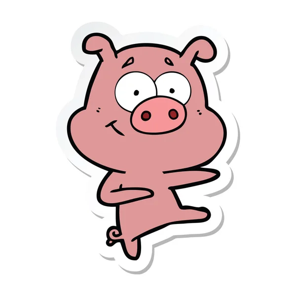 Autocollant Cochon Dessin Animé Pointant — Image vectorielle
