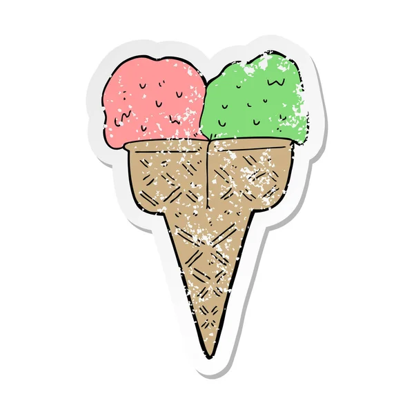 Distressed sticker of a cartoon ice cream — Stock Vector
