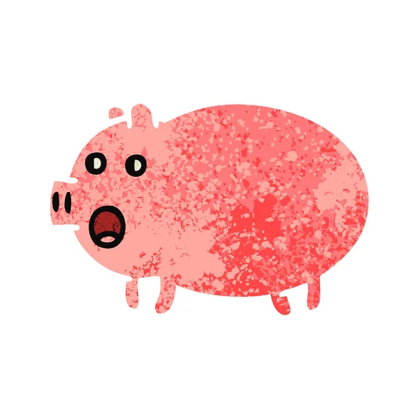 Retro Illustration Stil Cartoon Schwein — Stockvektor