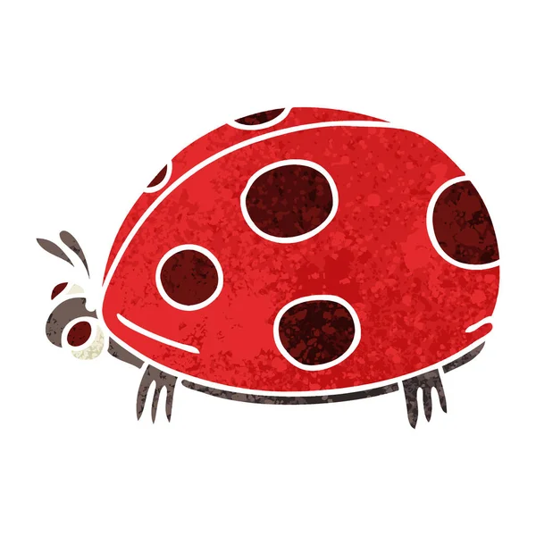 Illustration Rétro Style Drôle Dessin Animé Coccinelle — Image vectorielle