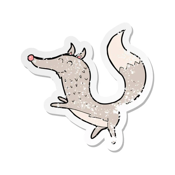 レトロな不良漫画の幸せなオオカミのステッカー — ストックベクタ