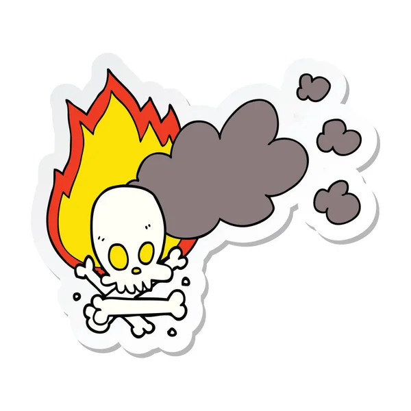 Etiqueta de um desenho animado ossos ardentes assustadores — Vetor de Stock
