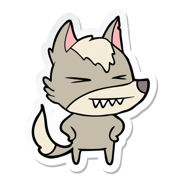 Autocollant d'un dessin animé loup en colère — Image vectorielle