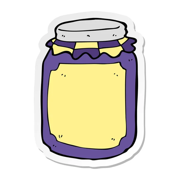 Sticker Van Een Cartoon Potje Jam — Stockvector