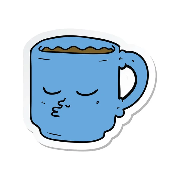 Bir karikatür kahve kupa etiket — Stok Vektör