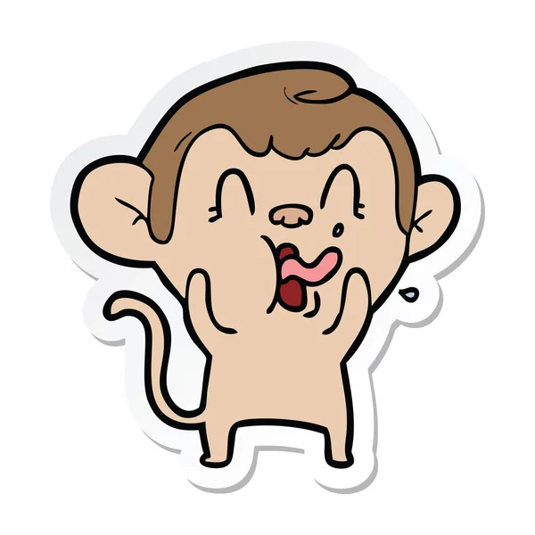 Etiqueta Macaco Louco Dos Desenhos Animados — Vetor de Stock