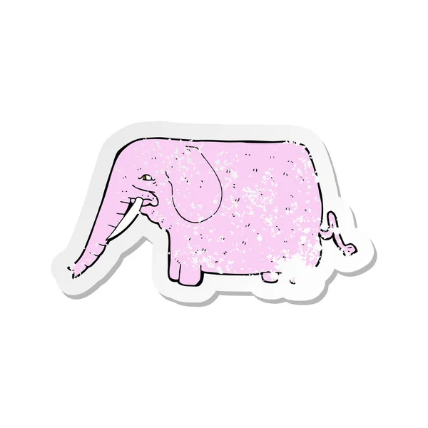 Retro Distressed Sticker Cartoon Funny Elephant — Stock Vector