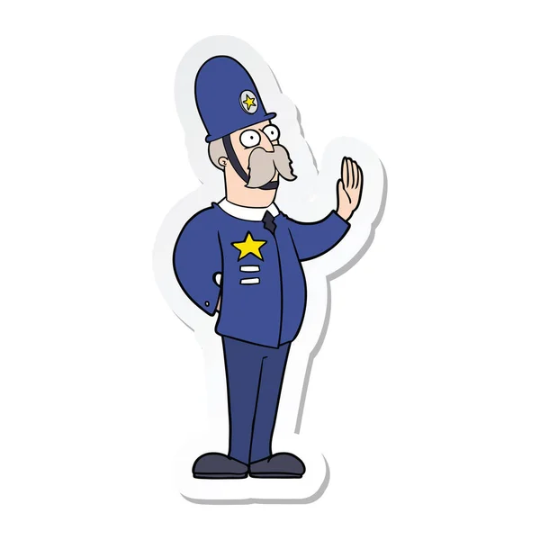 一个卡通警察的贴纸做停止手势 — 图库矢量图片
