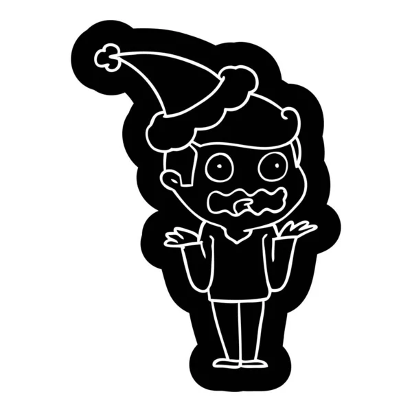 Ícone Desenho Animado Peculiar Homem Totalmente Estressado Usando Chapéu Papai —  Vetores de Stock