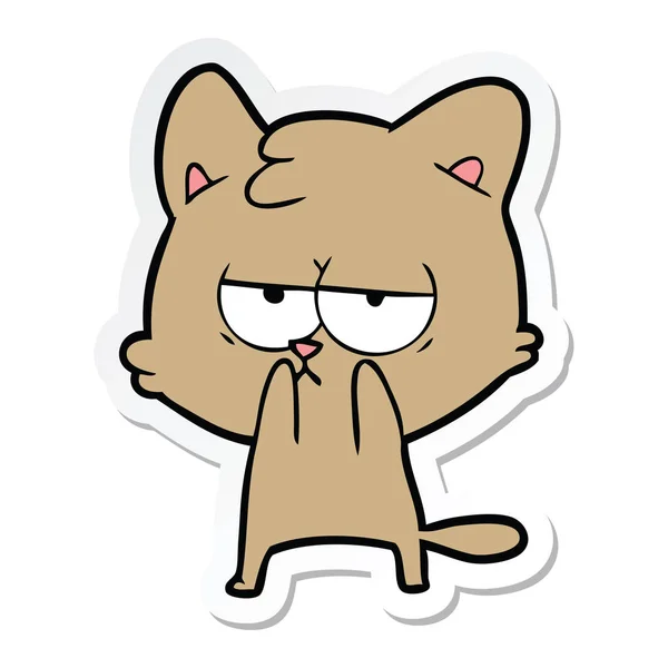 Sticker Bored Cartoon Cat — Stock Vector