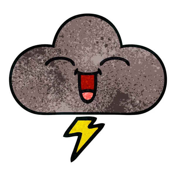 复古的格格纹理卡通的风暴云 — 图库矢量图片