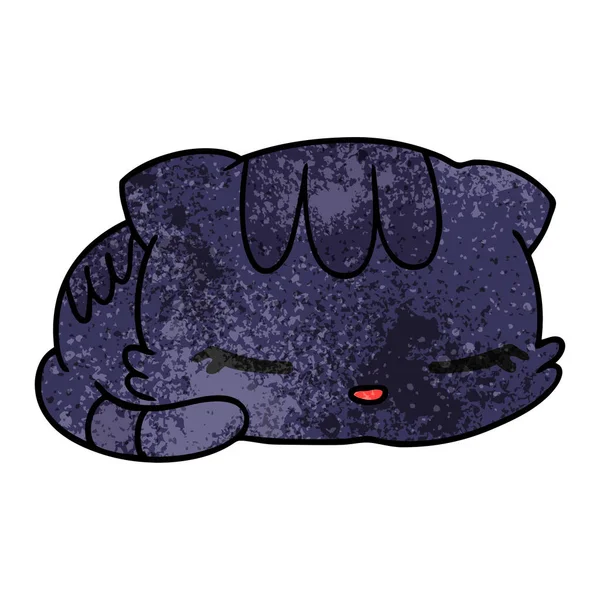 Textured cartoon kawaii cute sleeping kitten — Stock Vector